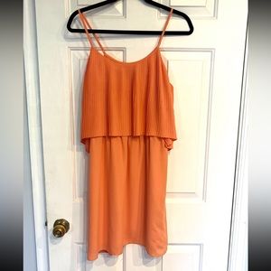 Mossimo Supply Co. Orange Spaghetti Strap Pleated Dress Size Medium